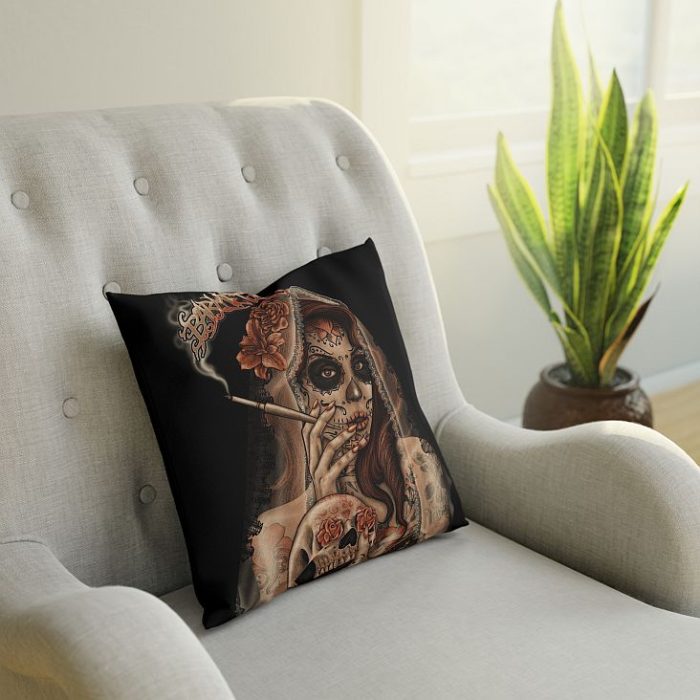 Smoking Cigar Lady La Catrina Pillow Chair