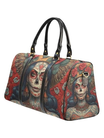 La Catrina Dia de Los Muertos Mexico Travel Bag Left