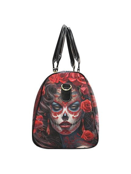 La Catrina Red Roses Day of the Dead Travel Bag Side