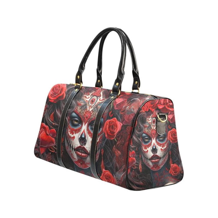 La Catrina Red Roses Day of the Dead Travel Bag Left