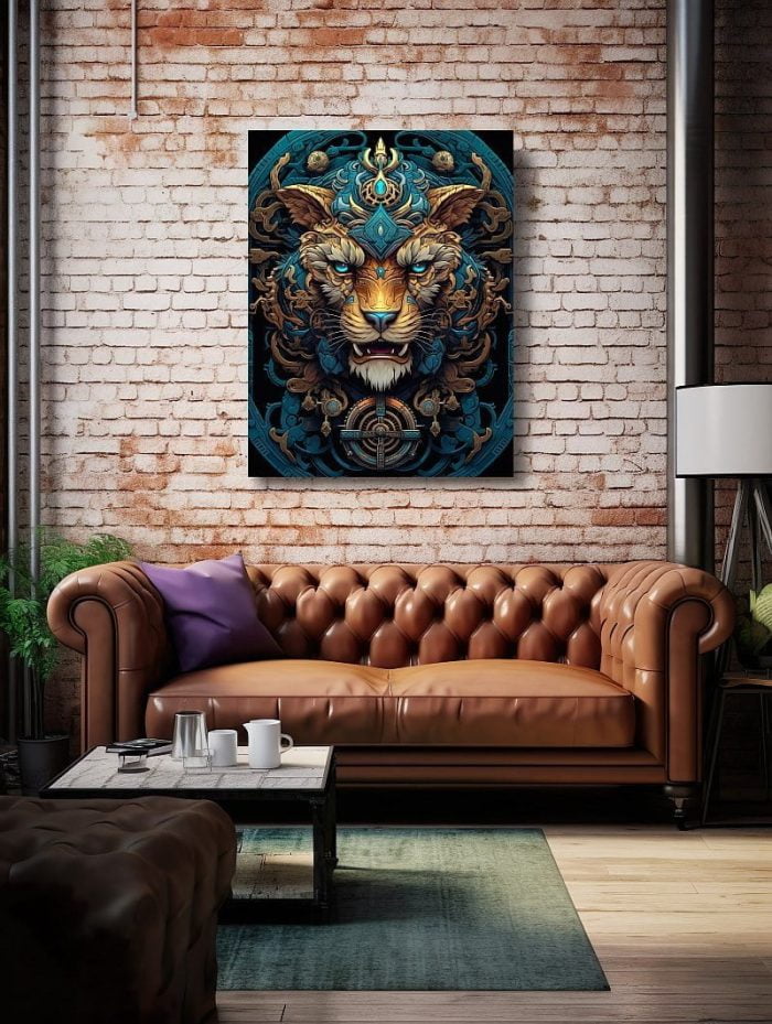 Steampunk Lion Canvas Living Room