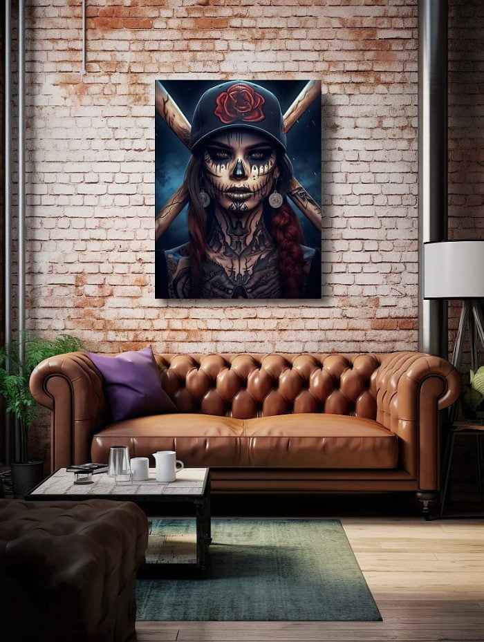 Canvas Baseball La Catrina Living Room