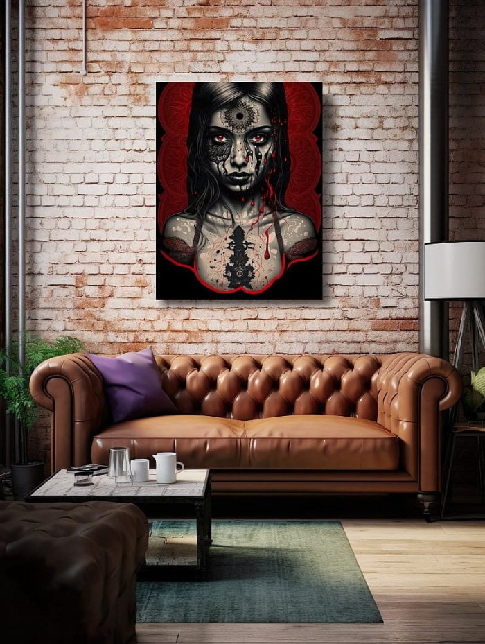 Canvas Dark Art Mandala Woman Living Room