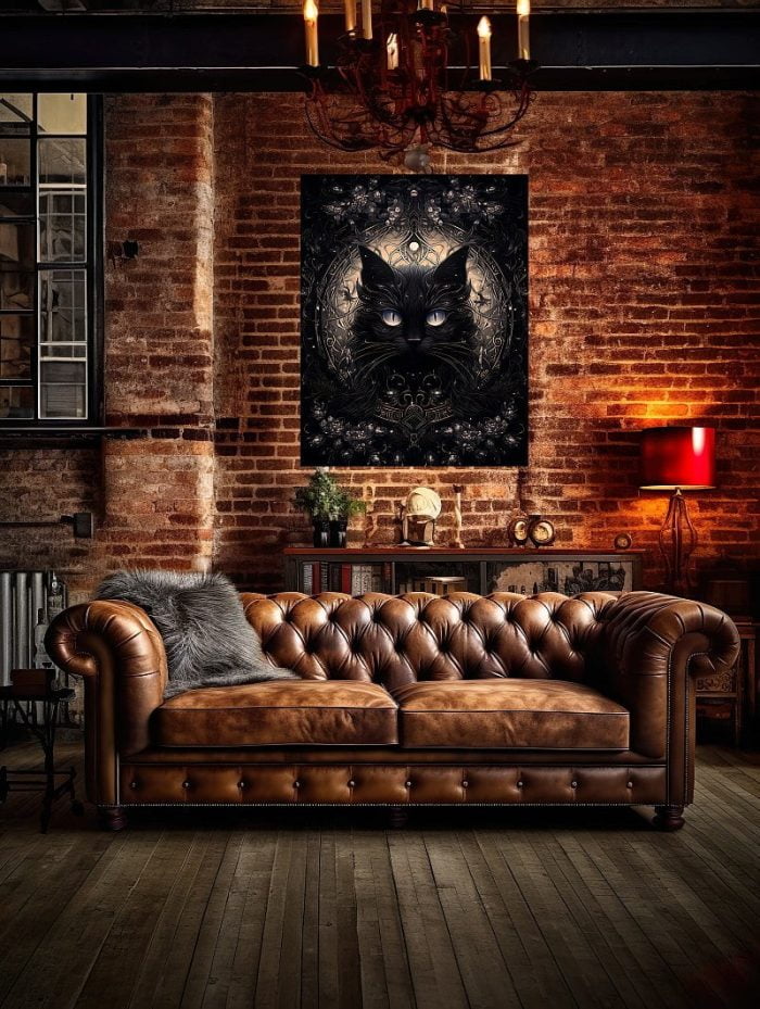 Canvas Fantasy Art Black Cat Loft