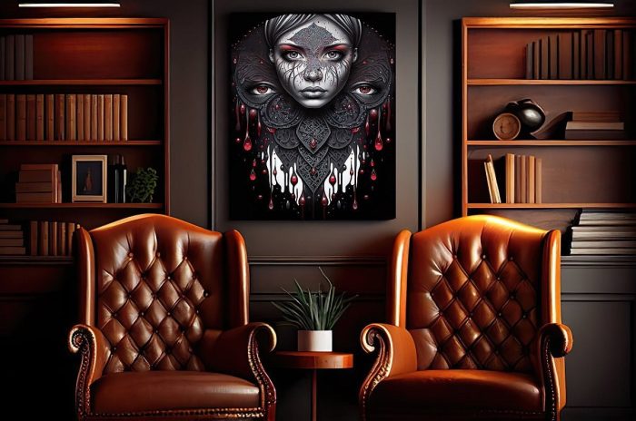 Canvas Dark Art Bloody Mandala Woman Smoker Lounge