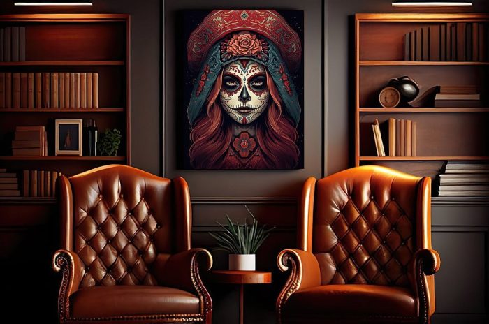 Canvas Sugarskull La Catrina Smoker Lounge