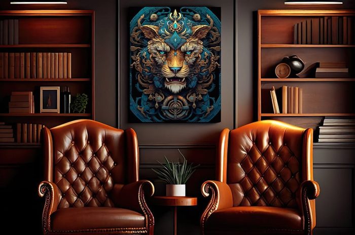 Steampunk Lion Canvas Smoker Lounge