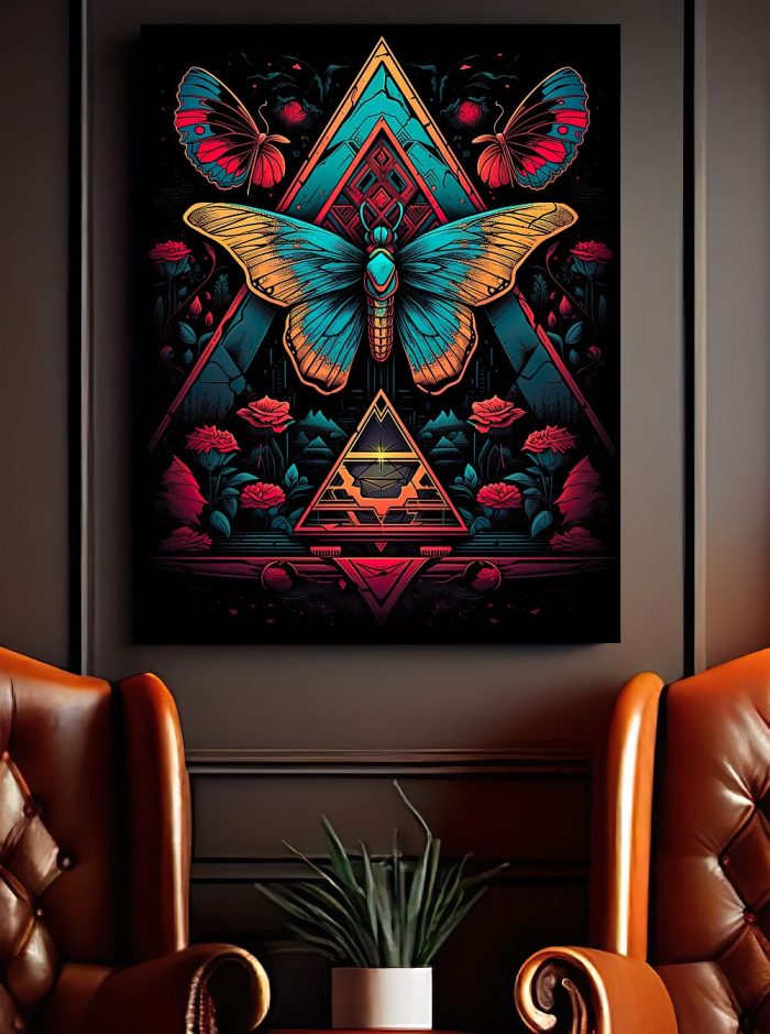 Canvas Pyramid Blue Butterfly Mancave