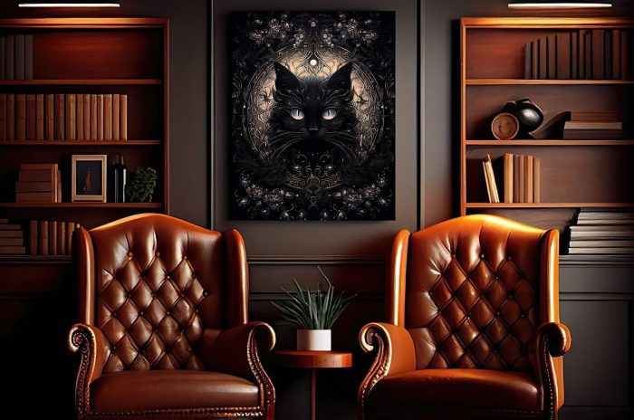 Canvas Fantasy Art Black Cat House