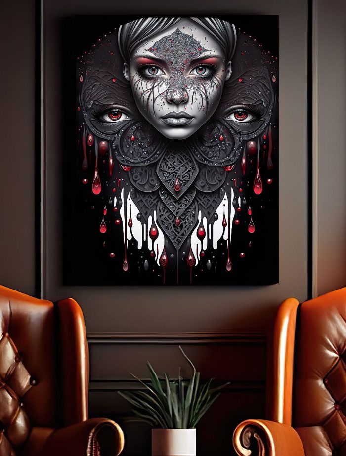 Canvas Dark Art Bloody Mandala Woman Mancave