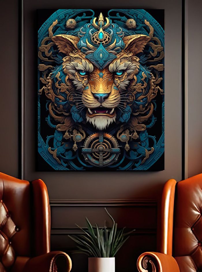 Steampunk Lion Canvas Mancave