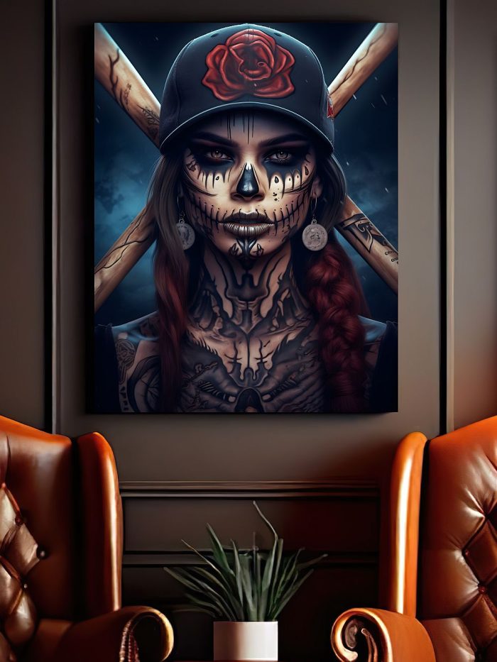 Canvas Baseball La Catrina Mancave