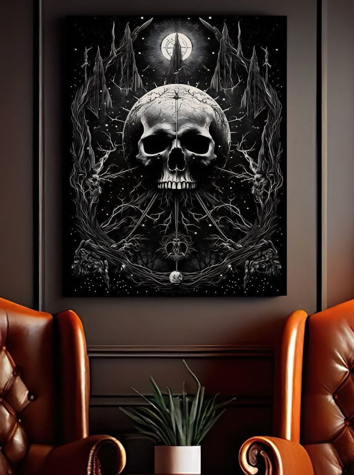 Canvas Black Skull Art Office