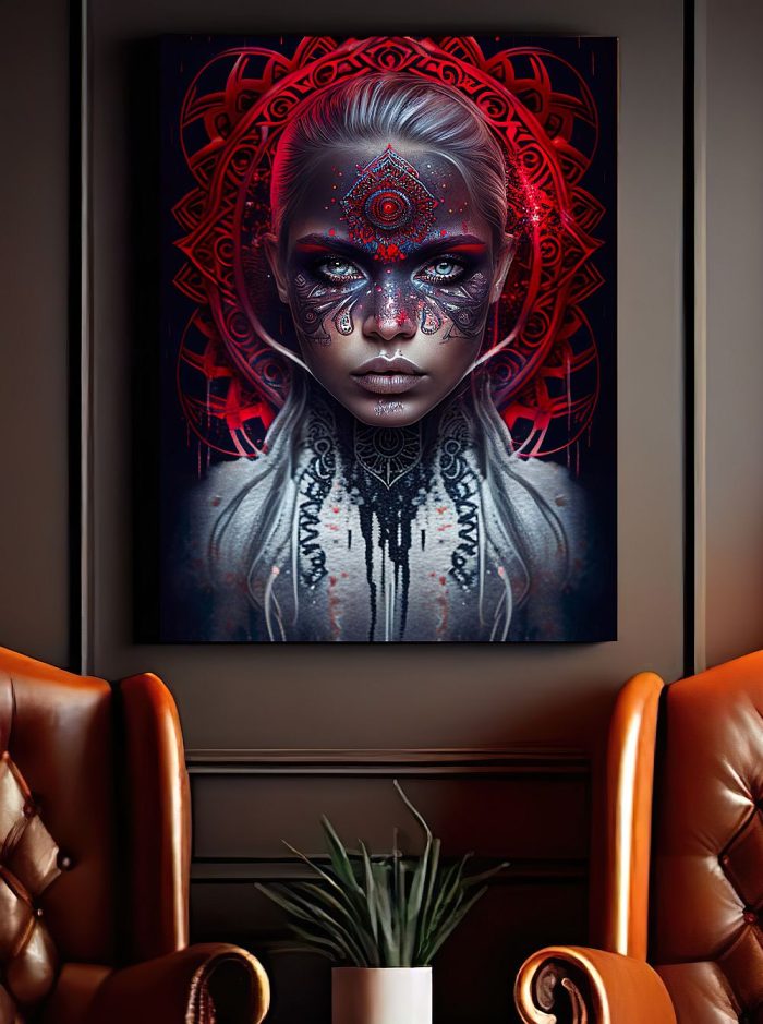 Dark Art Mandala Girl Canvas Mancave