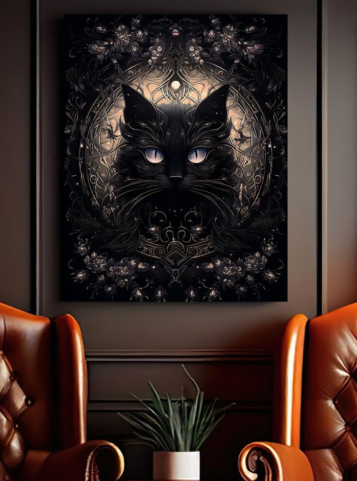 Canvas Fantasy Art Black Cat Office