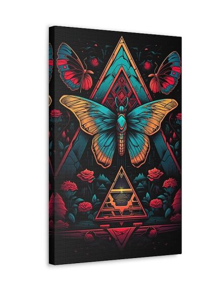 Canvas Pyramid Blue Butterfly Front