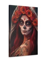 Canvas La Catrina with Roses Dia de Los Muertos Front