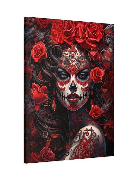 Canvas La Catrina Red Roses Front