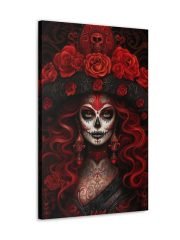 Canvas La Catrina Red Roses Front