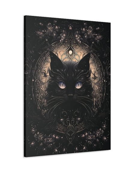 Canvas Fantasy Art Black Cat Front