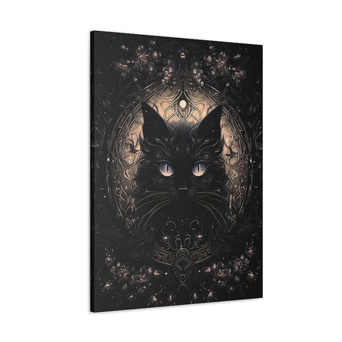 Canvas Fantasy Art Black Cat Front