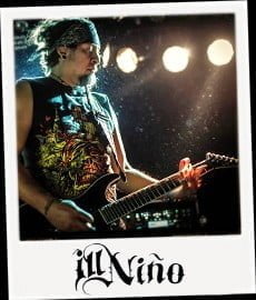Ahrue Luster of Ill Nino and Lions at the Gate wears Skull Tee