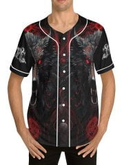 Hellwolf Dark Art Baseball Jersey on a Model Front