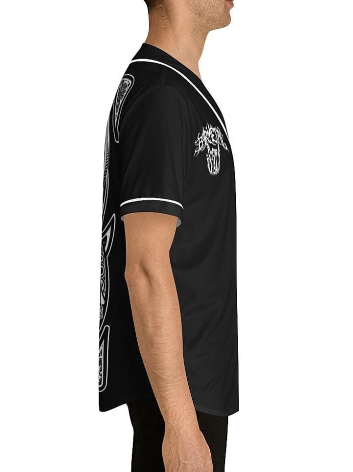 Mexican La Catrina Black White Baseball Jersey Right Side