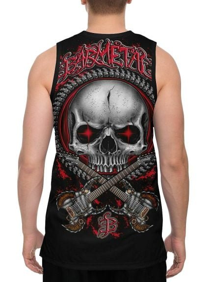 Steampunk Skull Art Guitar Basketball Tank Back