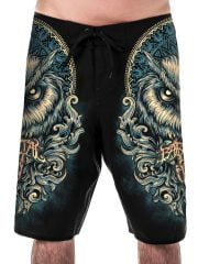 Blue Mandala Owl Boardshorts Front