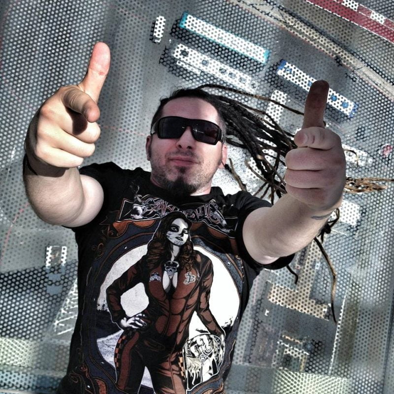 Zoltan Bathory of Five Finger Death Punch wearing La Catrina Tee