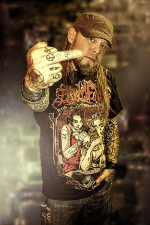 Ryan McCombs of Soil and Drowning Pool wears Tattooist Tee
