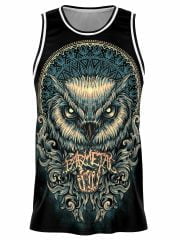 Mandala Owl Tattoo Art Basketball Tank Front