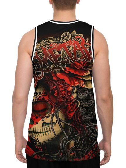 Polka Trash La Catrina Basketball Tank Back on a Model