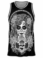 Tattoo Art La Catrina Basketball Tank Front