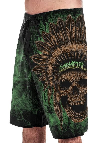 Green Skull Tribe Boardshorts Left