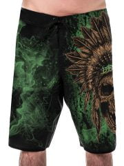 Green Skull Tribe Boardshorts Front