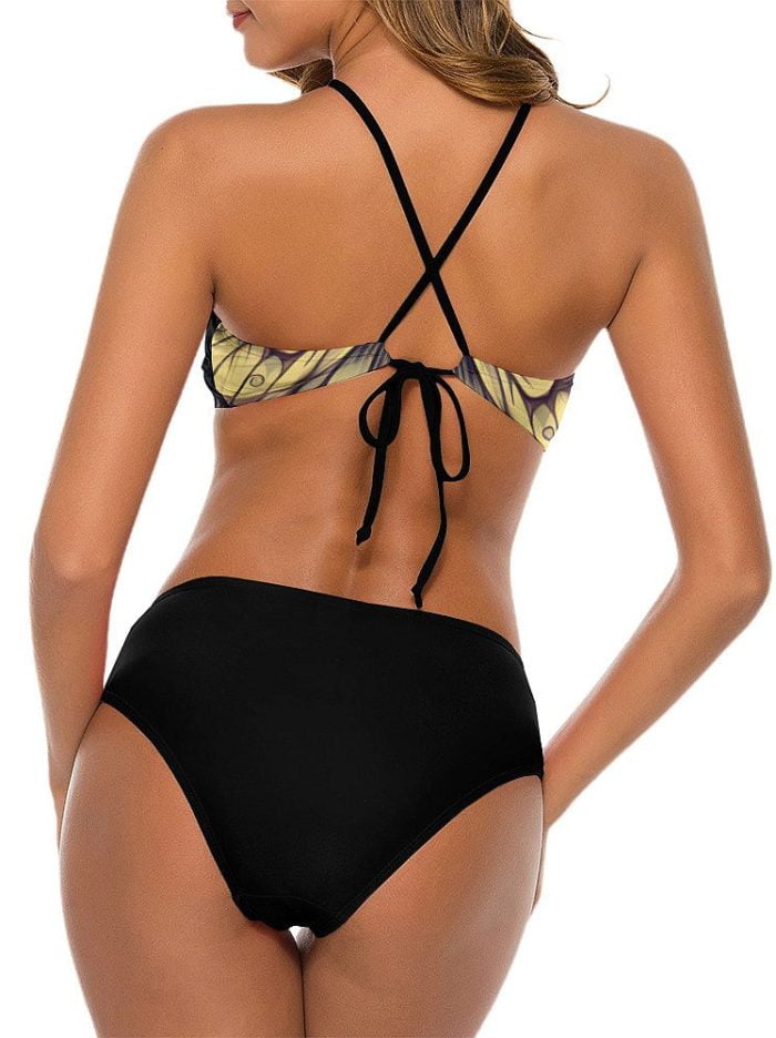 Swimwear Gold Butterfly Triangle Bikini on a Model Back