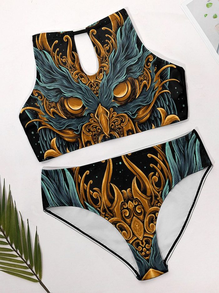 Swimwear Obsessive Owl Tattoo Art Triangle Bikini Promo