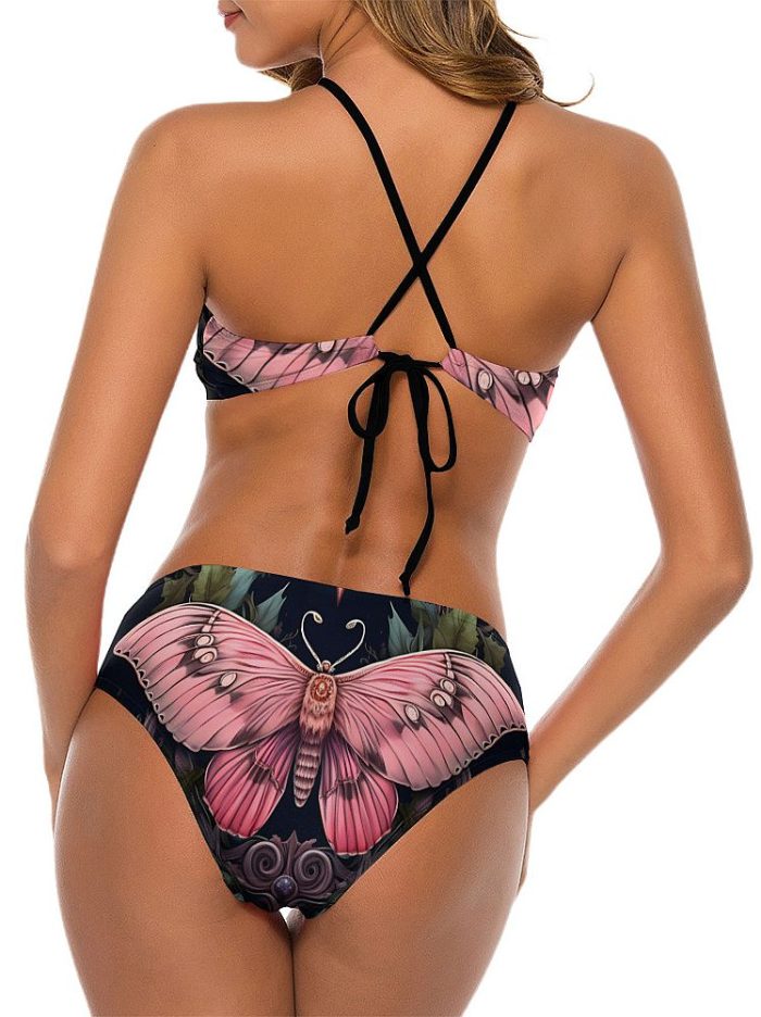 Swimwear Pink Butterfly Triangle Bikini on a Model back