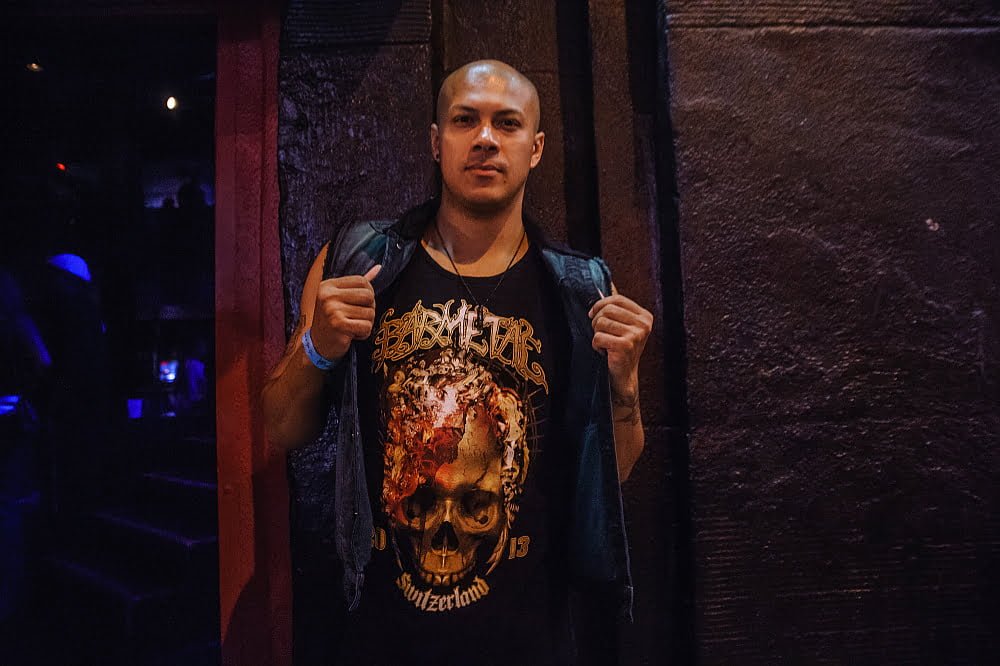 Doc Coyle of Bad Wolves and God Forbid wearing Barmetal
