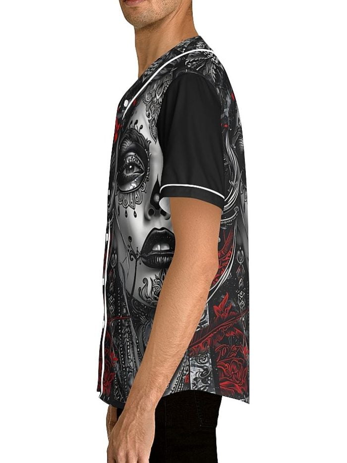 La Catrina Mandala Baseball Jersey Left Side