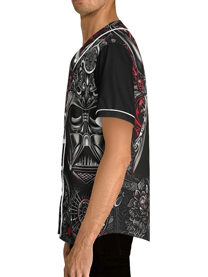 Evil Darth Vader Mandala Skull Art Baseball Jersey left side