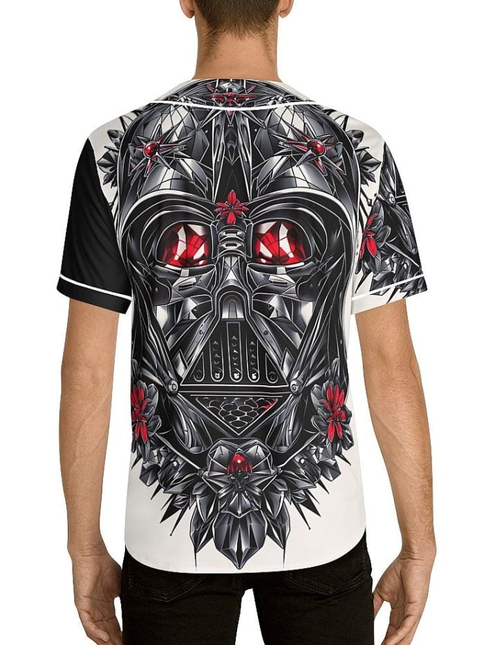 Metallized Darth Vader Baseball Jersey Back on a Model