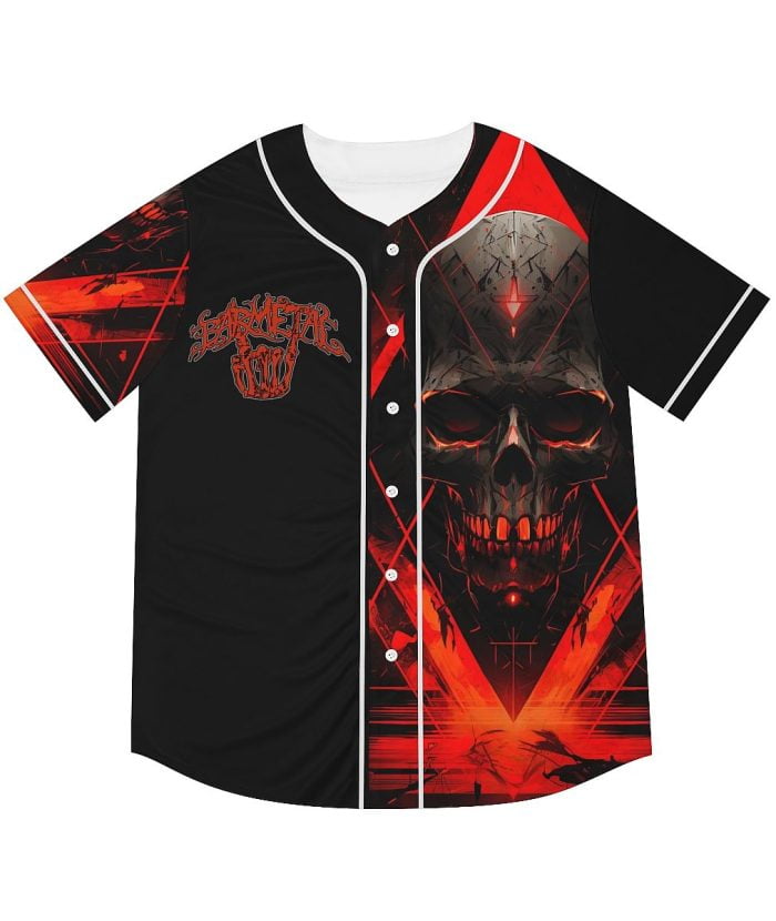 Orange Geometric Skull Baseball Jersey Front