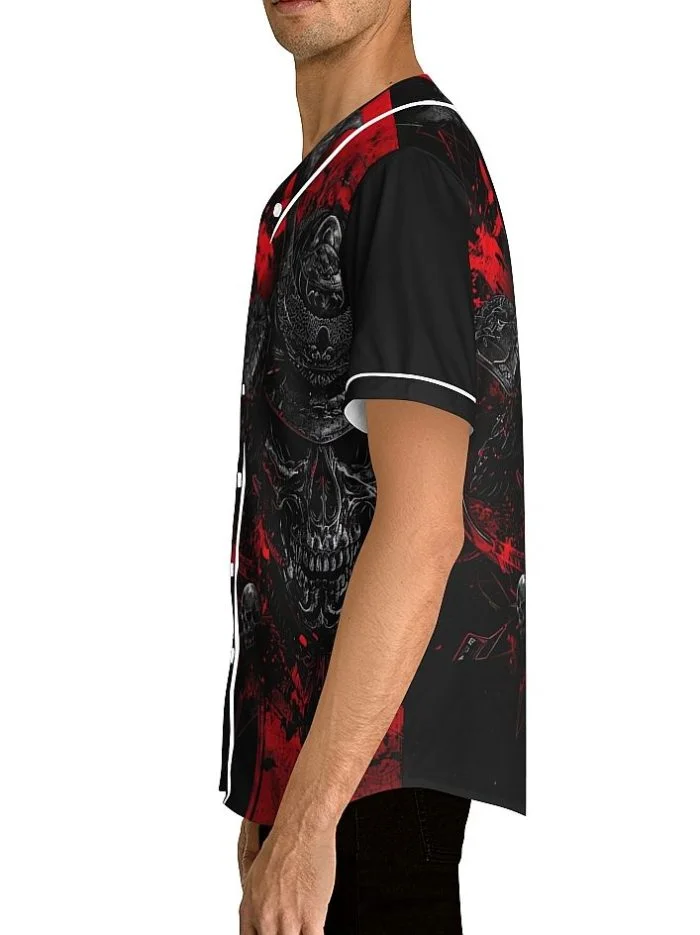 Polka Trash Samurai Skull Art Baseball Jersey Left Side