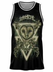 Geometric Neon Lights Owl Basketball Tank Front