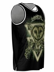 Geometric Neon Lights Owl Basketball Tank Left