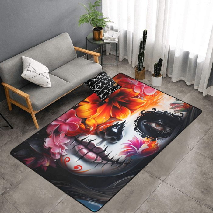 Flower La Catrina Tattoo Art Carpet living room