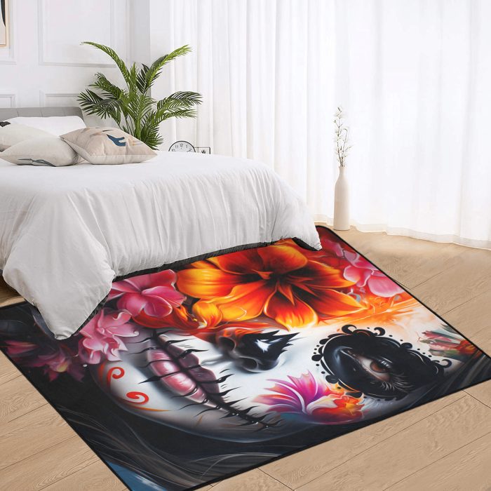 Flower La Catrina Tattoo Art Carpet bedroom